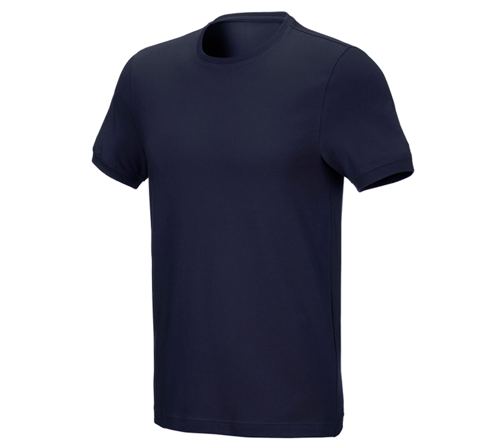 Shirts & Co.: e.s. T-Shirt cotton stretch, slim fit + dunkelblau