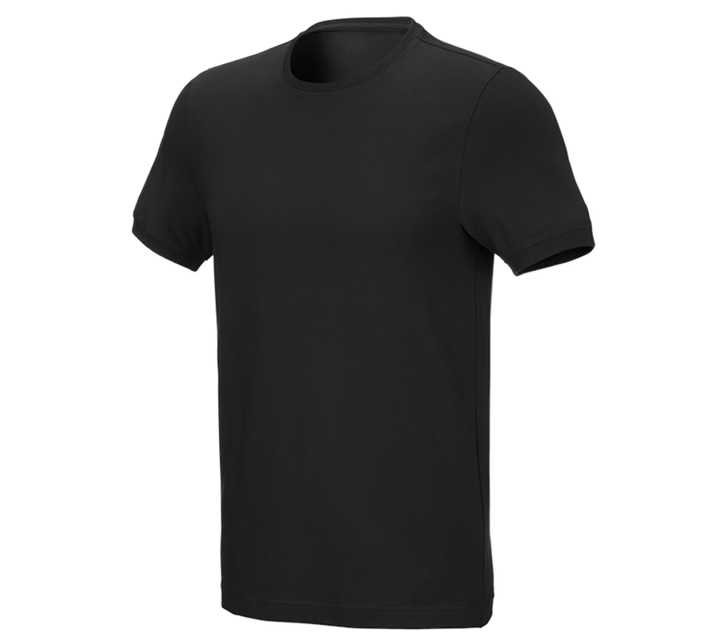 Shirts & Co.: e.s. T-Shirt cotton stretch, slim fit + schwarz