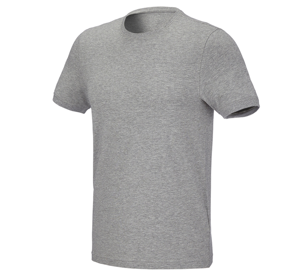 Shirts & Co.: e.s. T-Shirt cotton stretch, slim fit + graumeliert