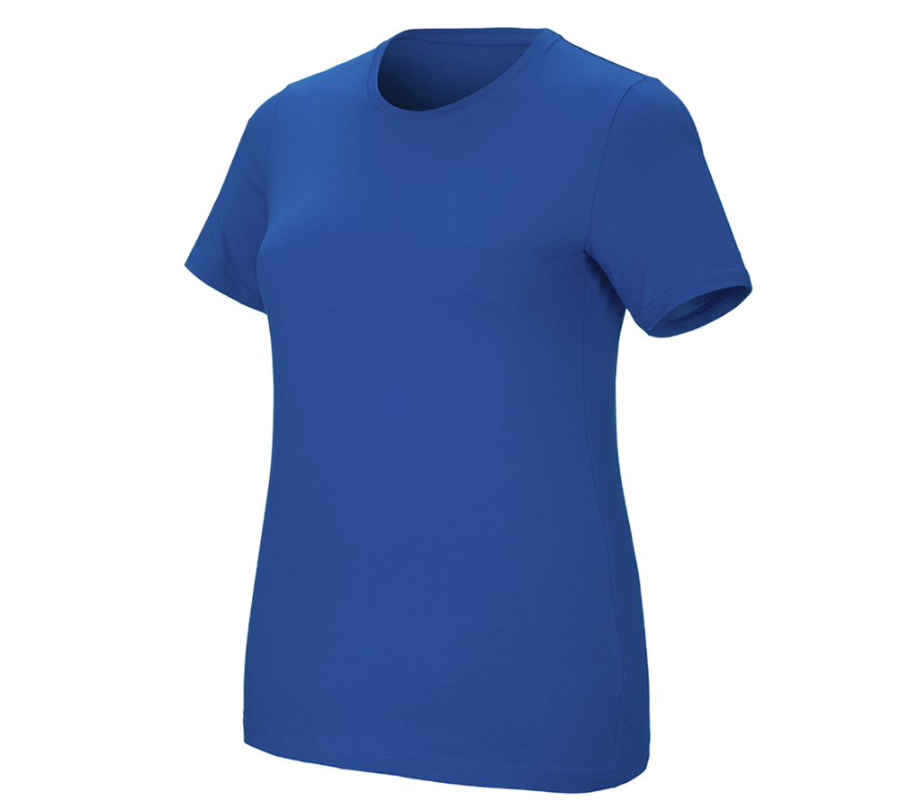 Themen: e.s. T-Shirt cotton stretch, Damen, plus fit + enzianblau