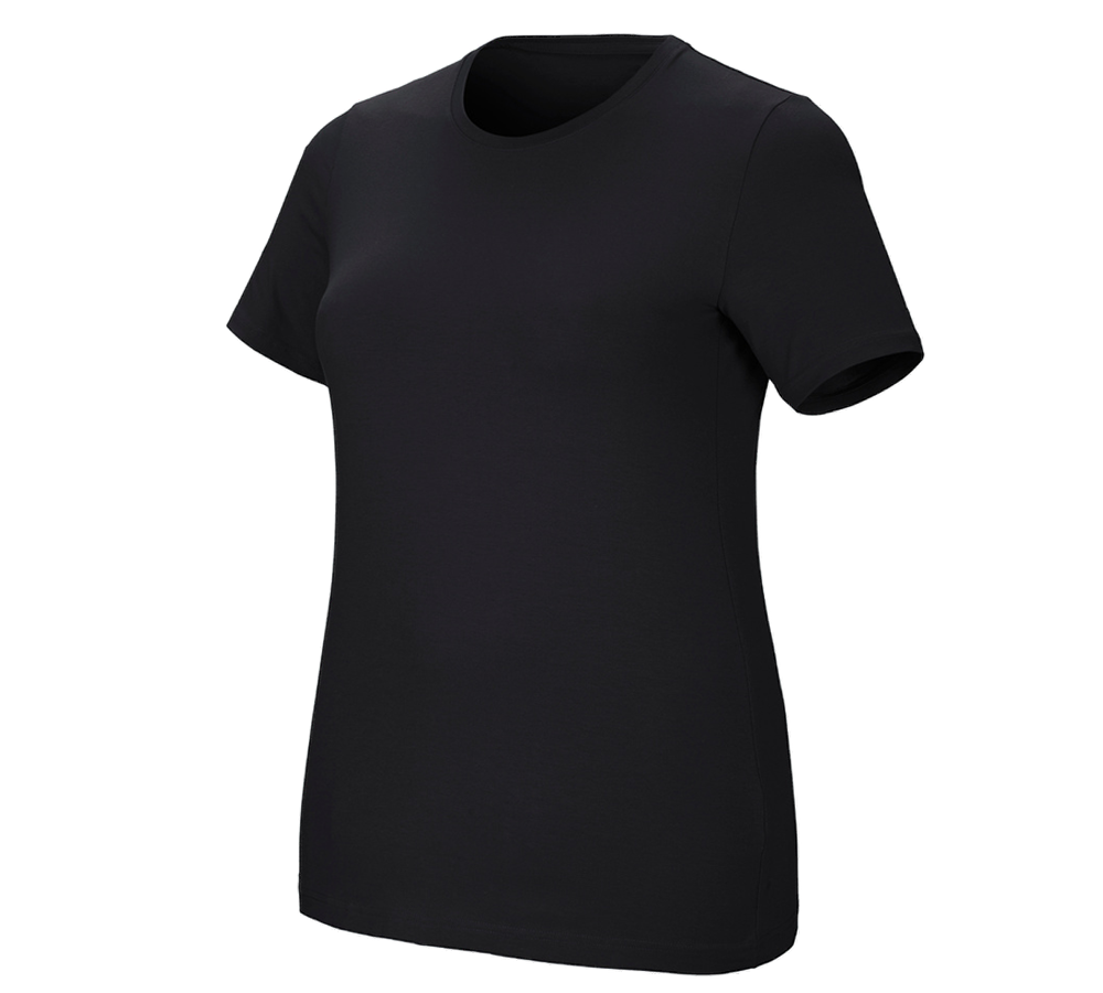Shirts & Co.: e.s. T-Shirt cotton stretch, Damen, plus fit + schwarz