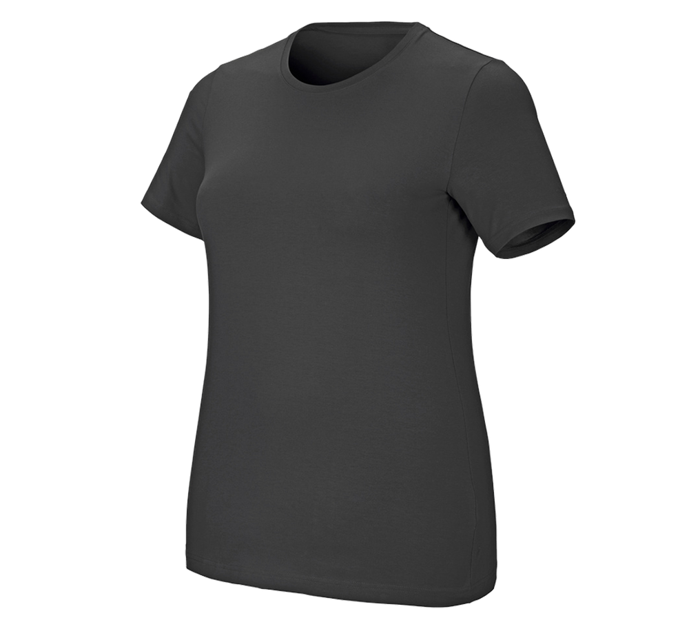 Shirts & Co.: e.s. T-Shirt cotton stretch, Damen, plus fit + anthrazit