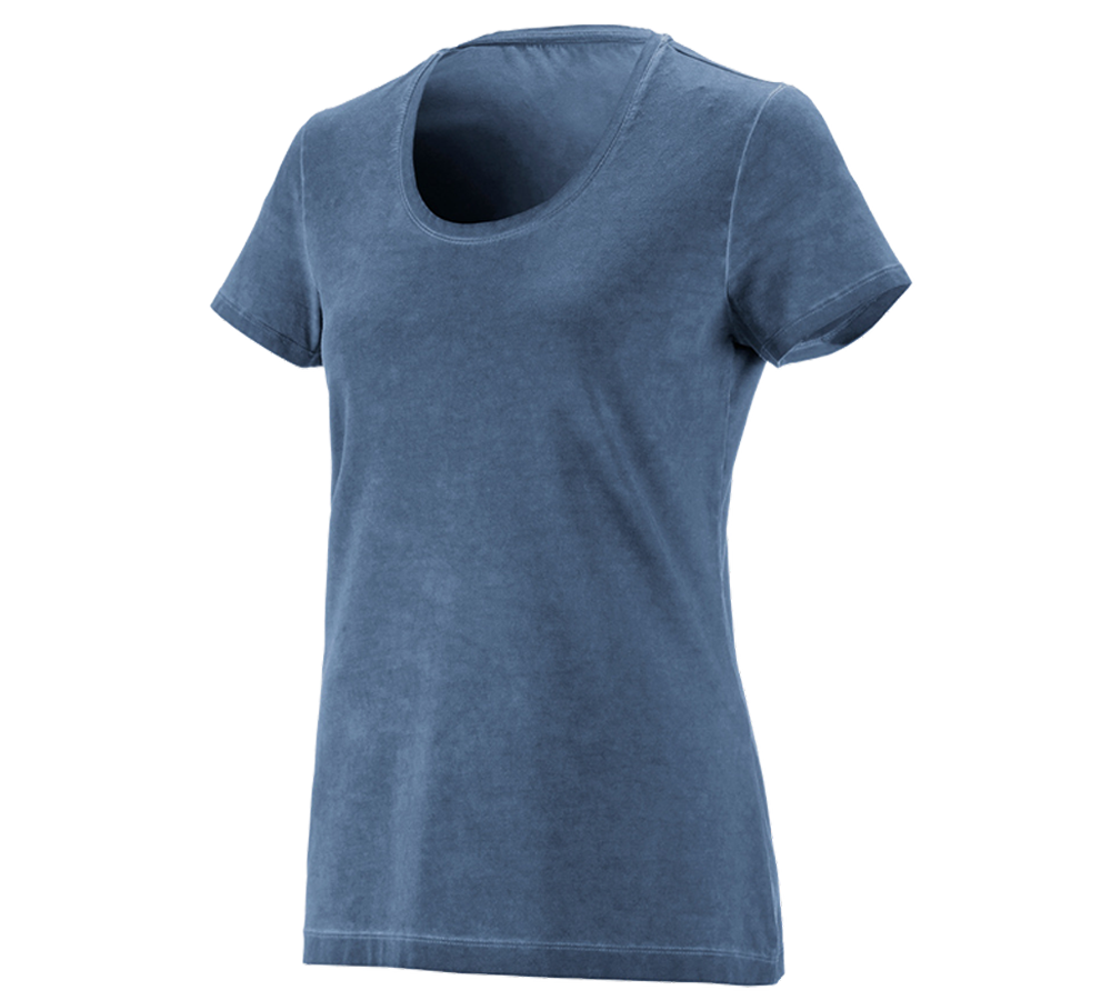 Shirts & Co.: e.s. T-Shirt vintage cotton stretch, Damen + antikblau vintage