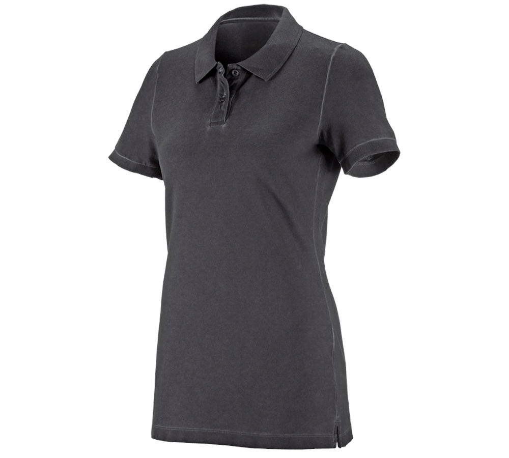 Shirts & Co.: e.s. Polo-Shirt vintage cotton stretch, Damen + oxidschwarz vintage