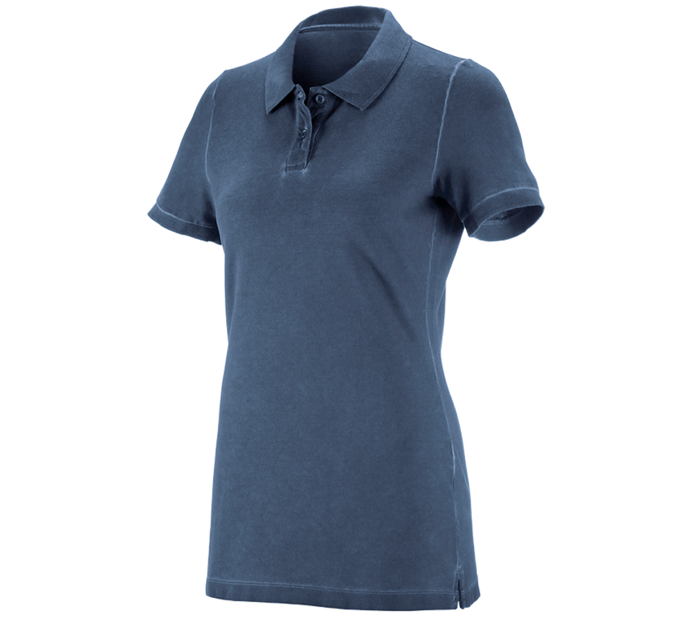 Themen: e.s. Polo-Shirt vintage cotton stretch, Damen + antikblau vintage