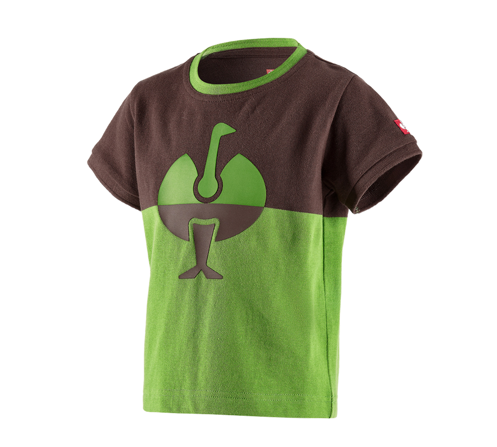 Shirts & Co.: e.s. Piqué-Shirt colourblock, Kinder + kastanie/seegrün