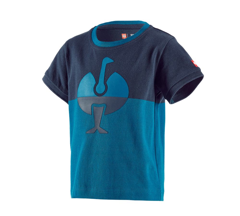 Shirts & Co.: e.s. Piqué-Shirt colourblock, Kinder + dunkelblau/atoll