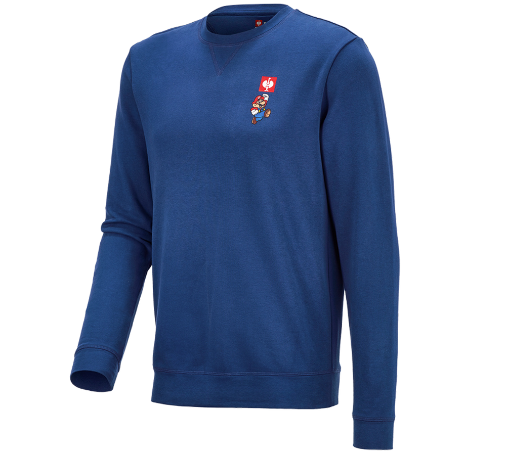 Shirts & Co.: Super Mario Sweatshirt, Herren + alkaliblau