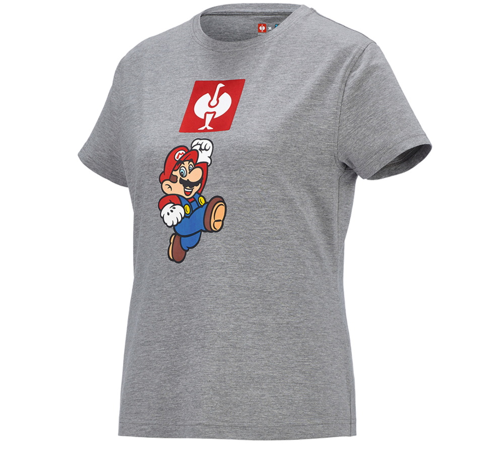 Bekleidung: Super Mario T-Shirt, Damen + graumeliert