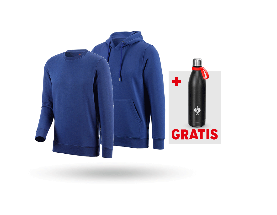 Bekleidung: SET: Sweatshirt + Hoody-Sweatshirt poly cotton + kornblau