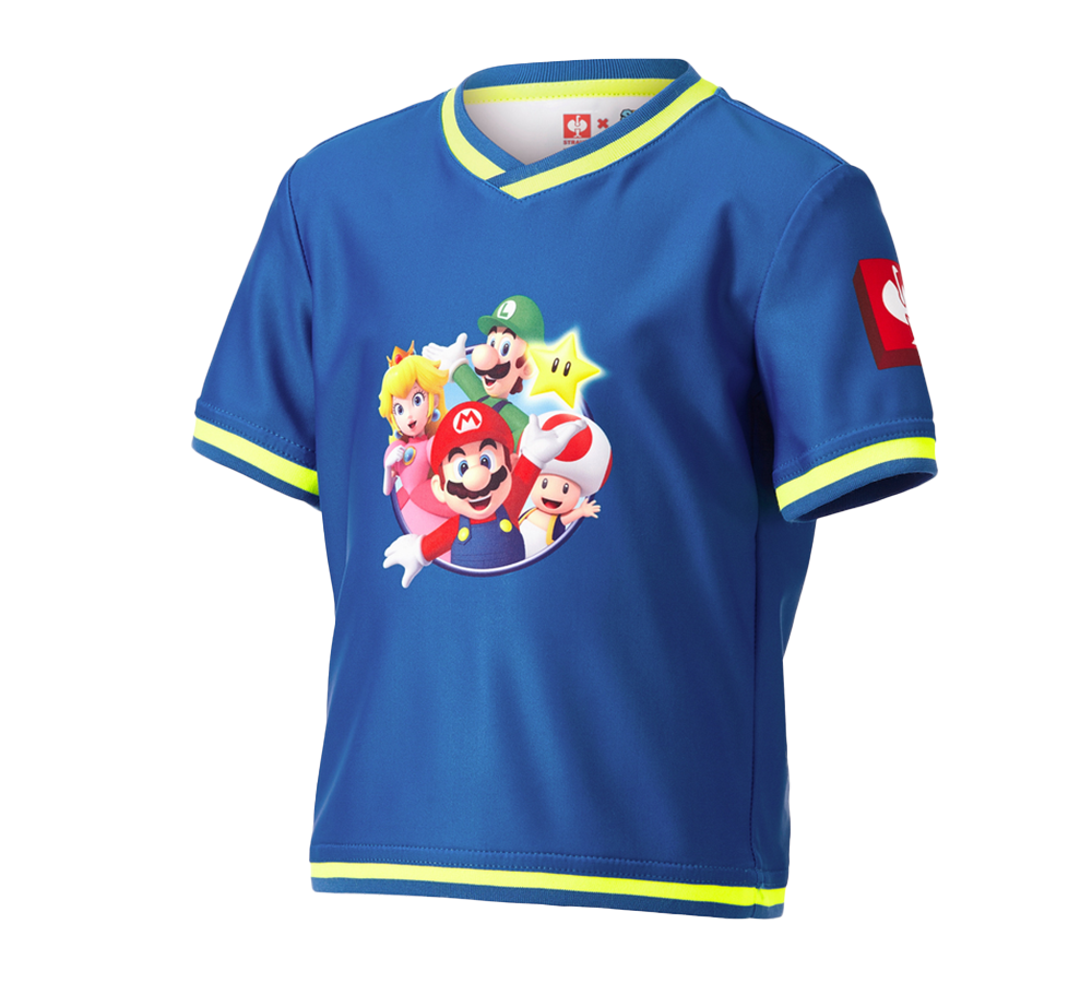 Kollaborationen: Super Mario Funktions T-Shirt, Kinder + enzianblau