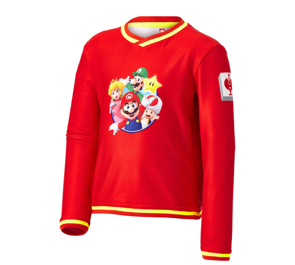 Kollaborationen: Super Mario Funktions Longsleeve, Kinder + straussrot