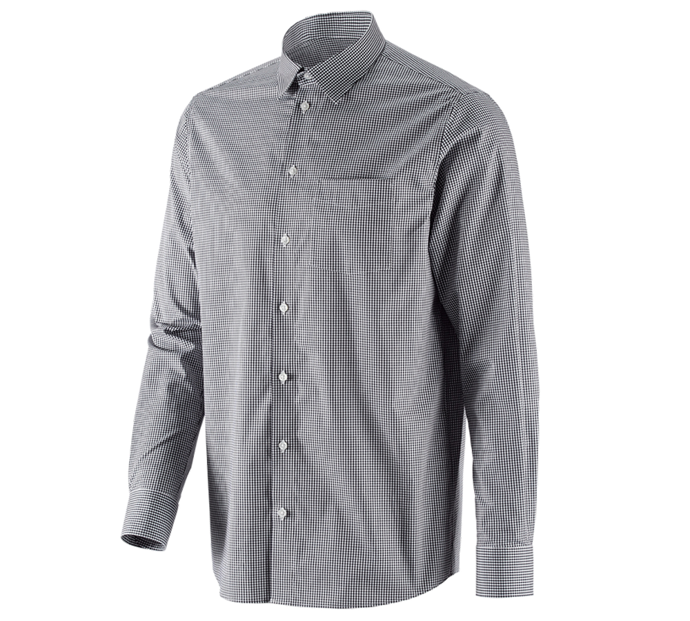 Shirts & Co.: e.s. Business Hemd cotton stretch, comfort fit + schwarz kariert