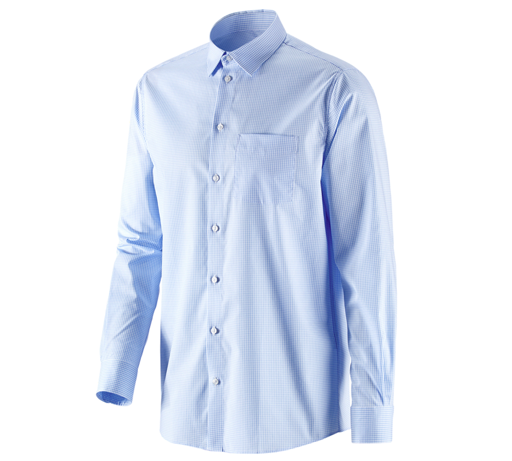 Themen: e.s. Business Hemd cotton stretch, comfort fit + frostblau kariert