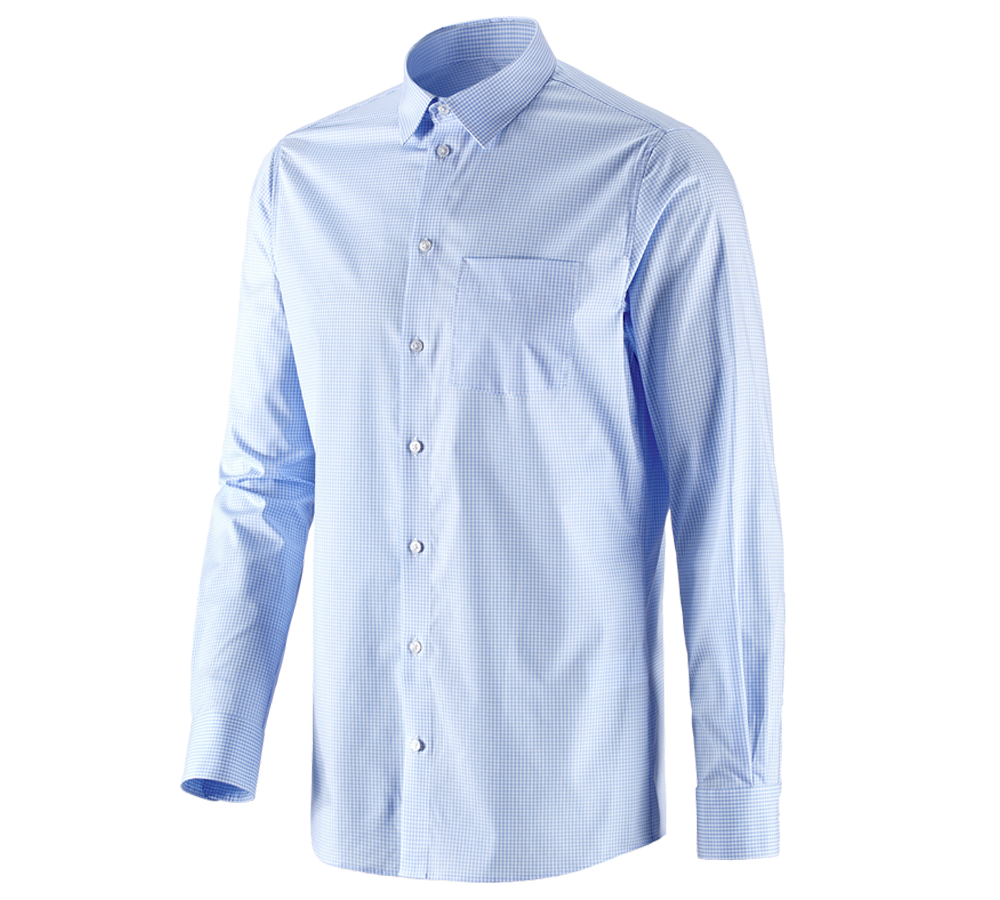 Shirts & Co.: e.s. Business Hemd cotton stretch, regular fit + frostblau kariert