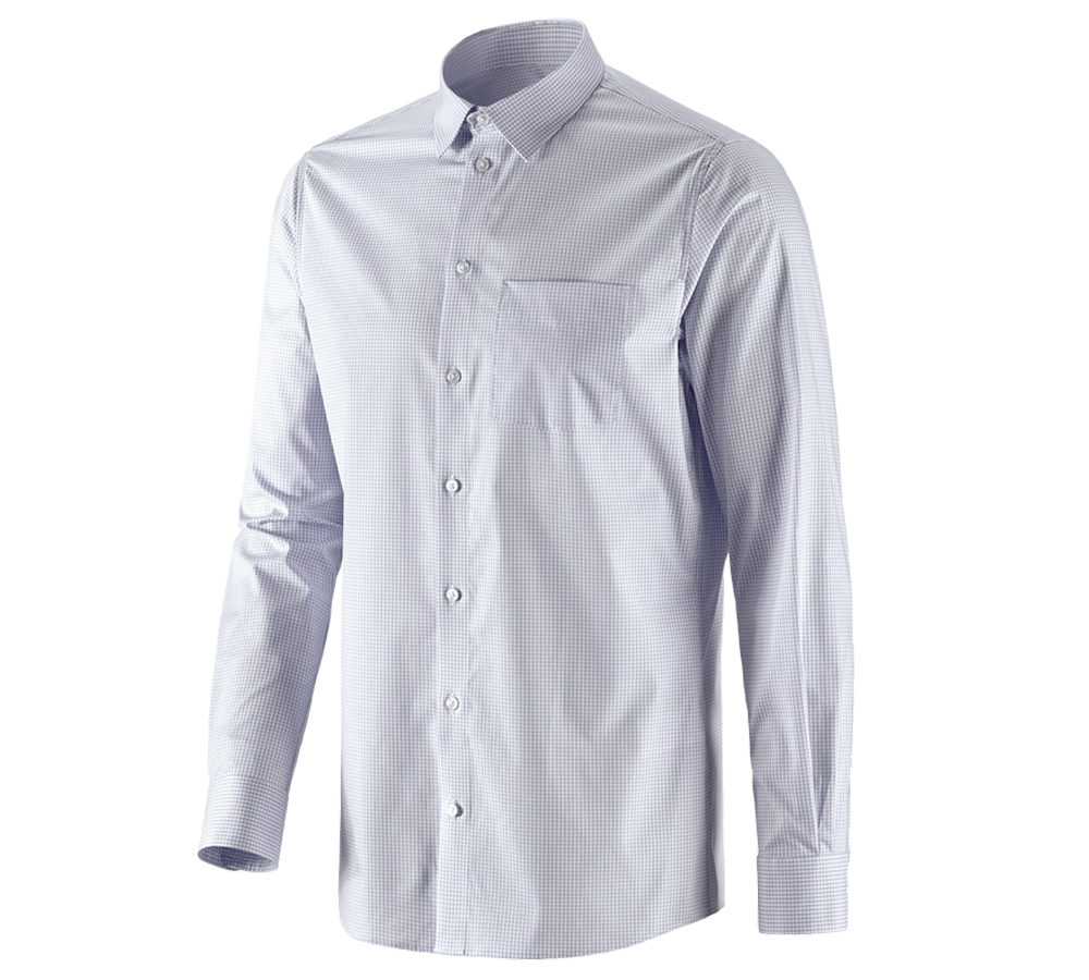 Shirts & Co.: e.s. Business Hemd cotton stretch, regular fit + nebelgrau kariert