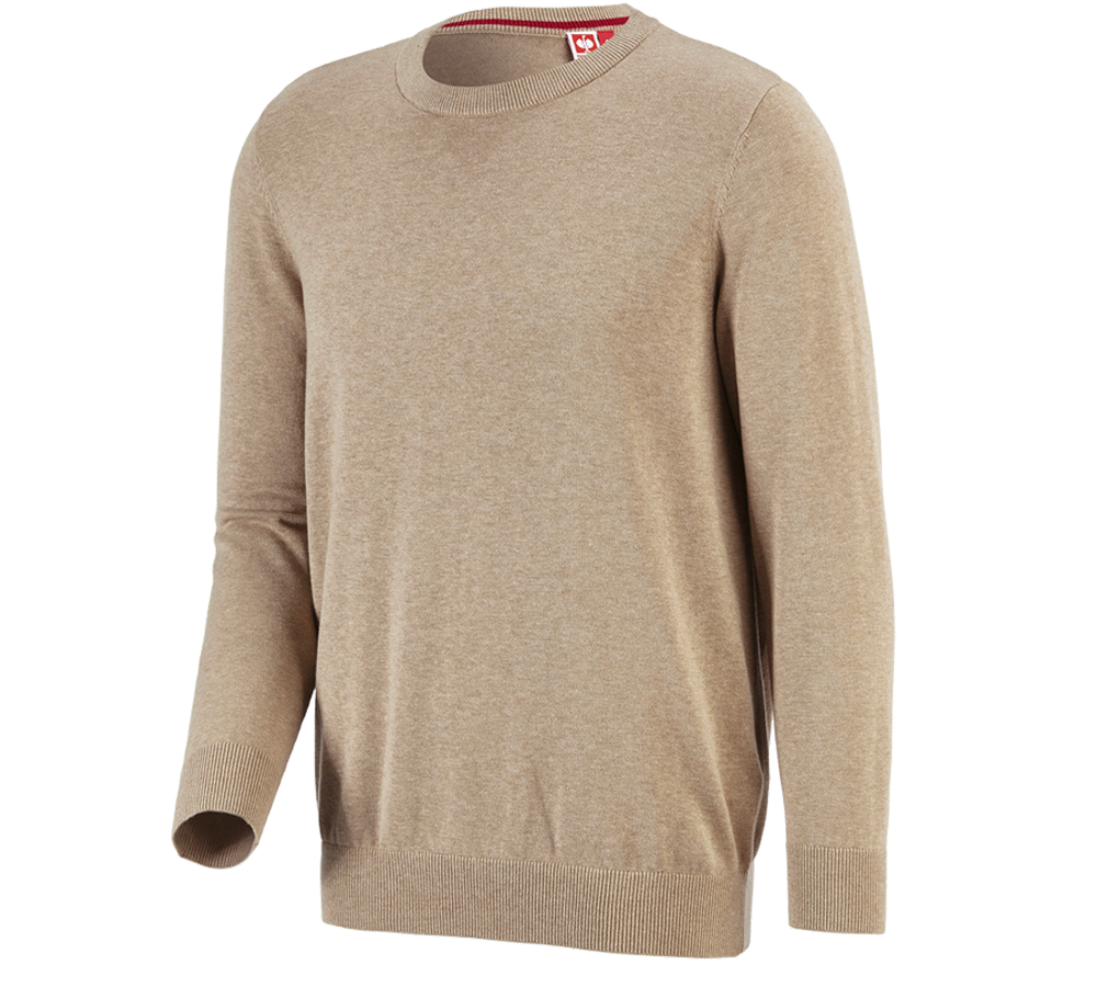 Shirts & Co.: e.s. Strickpullover, rundhals + khaki melange