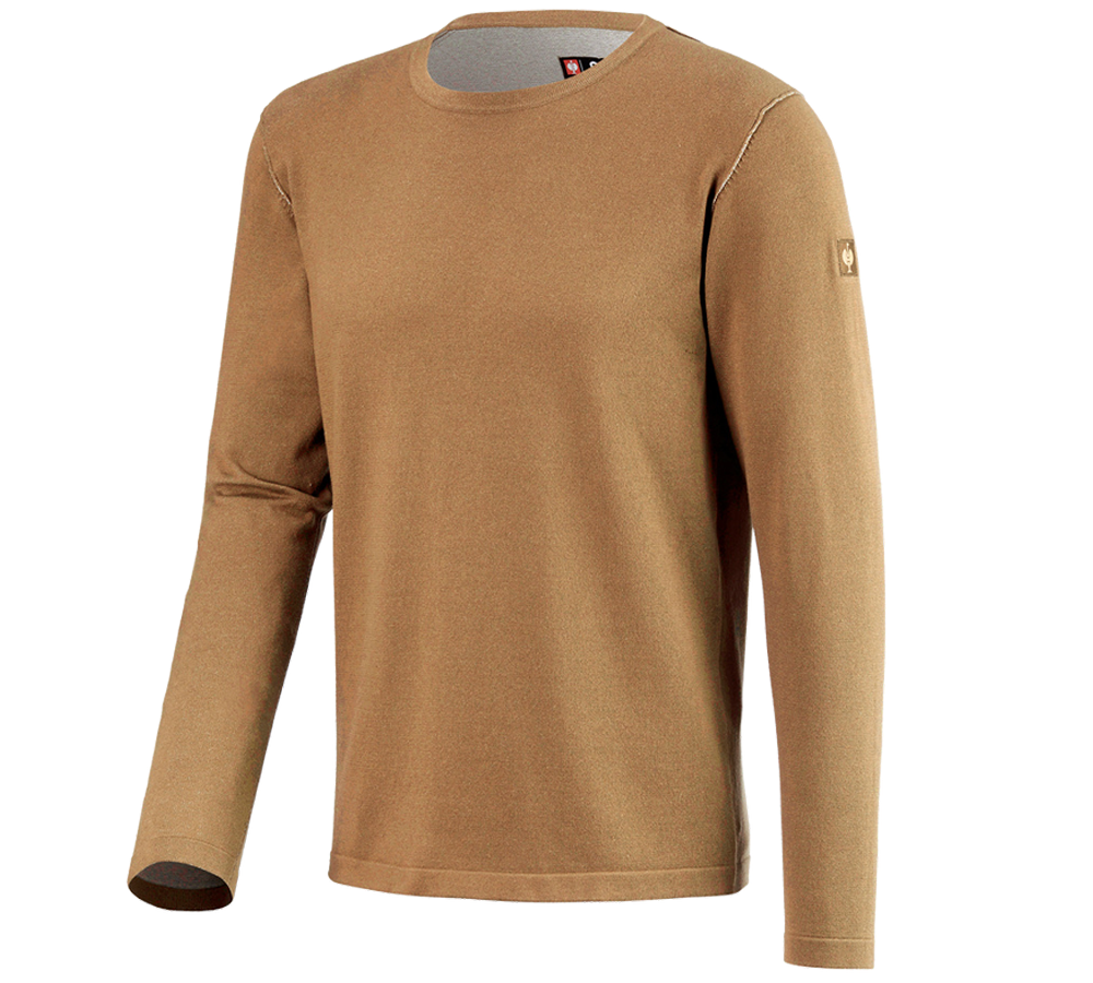 Shirts & Co.: Strickpullover e.s.iconic + mandelbraun