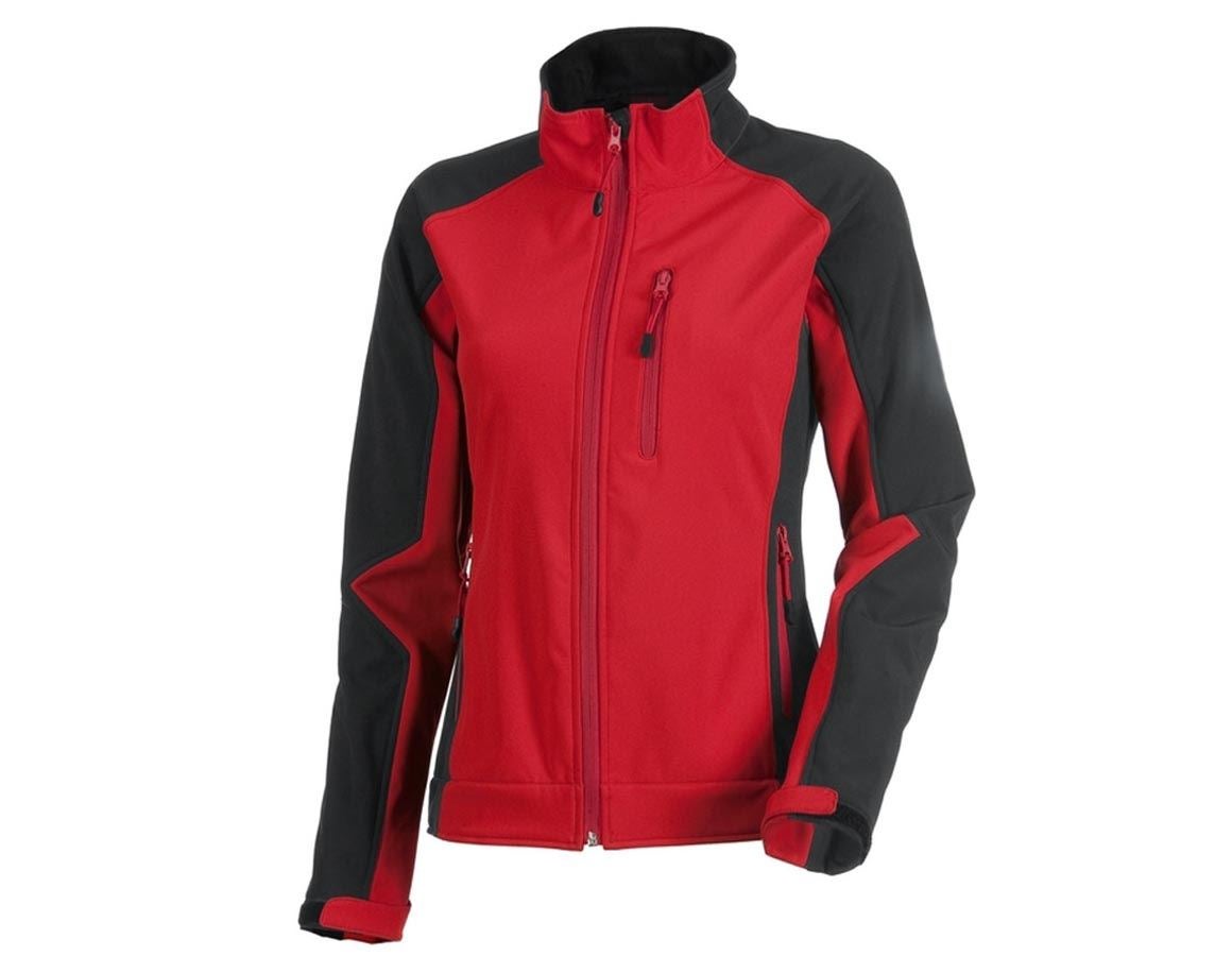 Jacken: Damen Softshelljacke dryplexx® softlight + rot/schwarz
