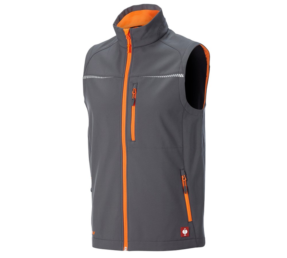 Westen: Softshell Weste e.s.motion 2020 + anthrazit/warnorange