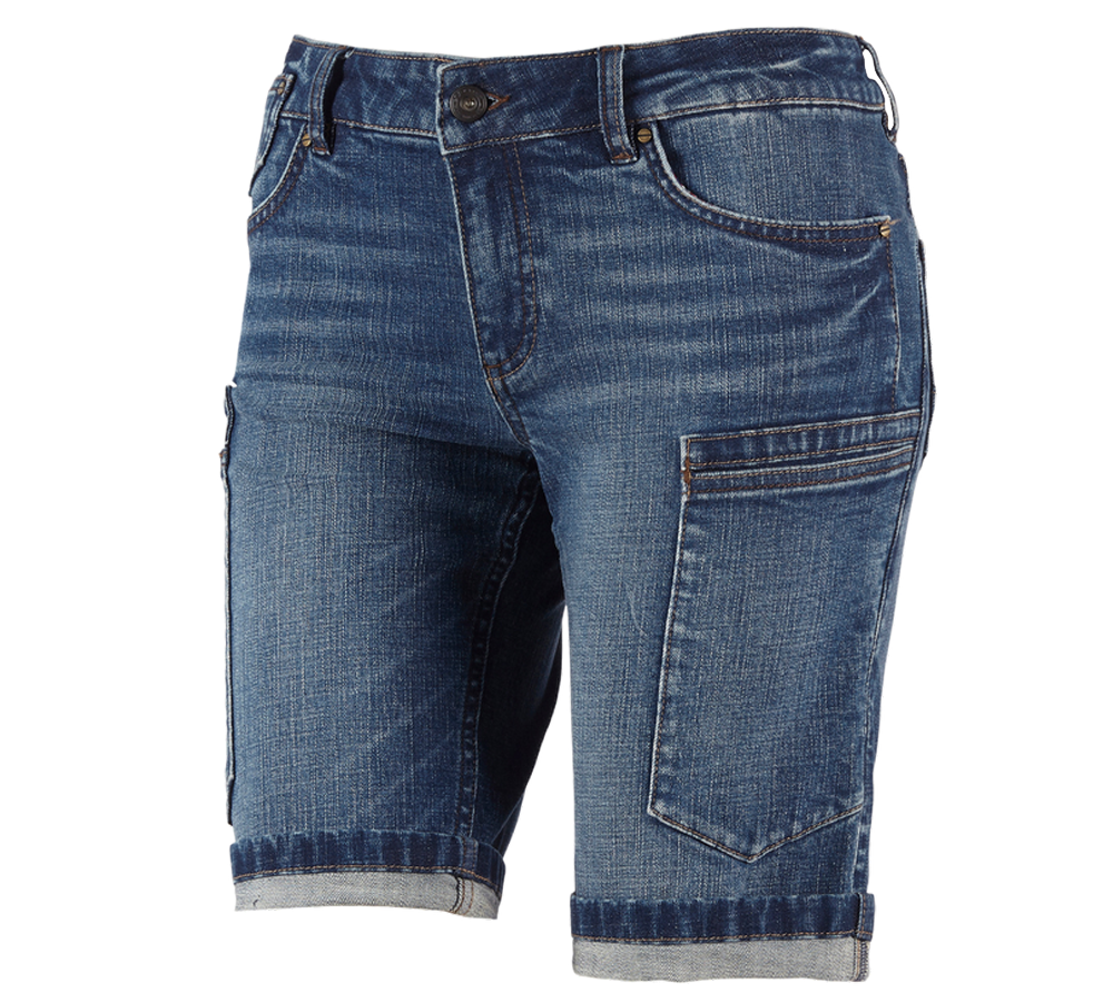 Hosen: e.s. 7-Pocket-Jeans Short, Damen + stonewashed