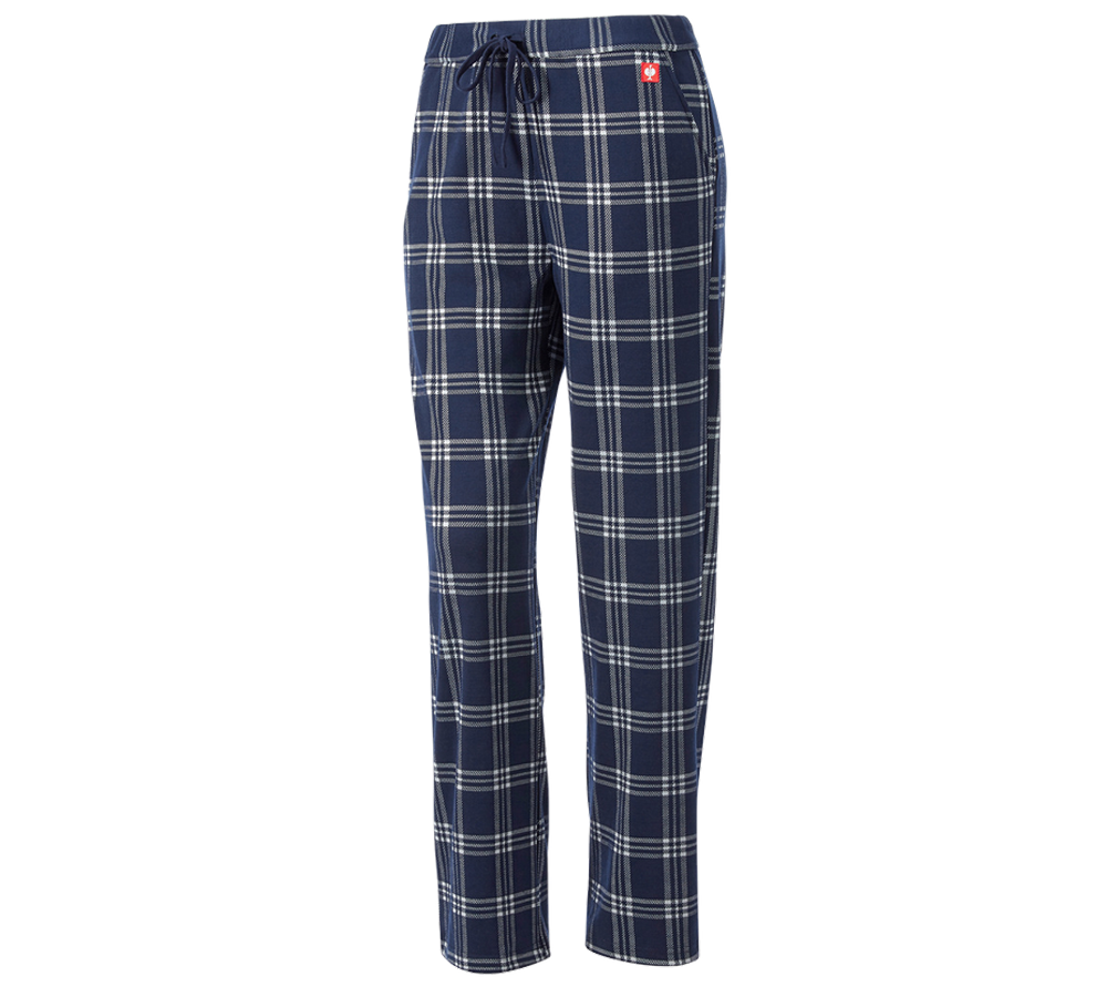 Neuheiten: e.s. Karo-Pyjama Hose, Damen + tiefblau/weiß