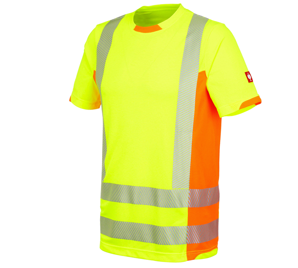 Shirts & Co.: Warnschutz Funktions T-Shirt e.s.motion 2020 + warngelb/warnorange