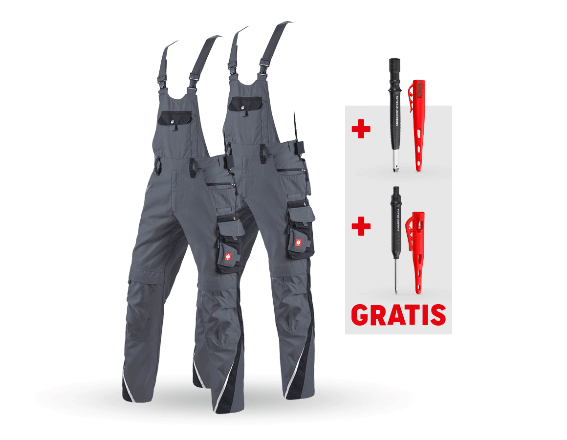 Bekleidung: SET: 2x Latzhose e.s.motion + grau/schwarz