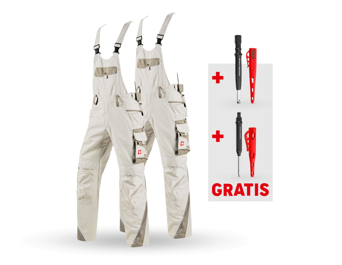 Bekleidung: SET: 2x Latzhose e.s.motion + gips/lehm