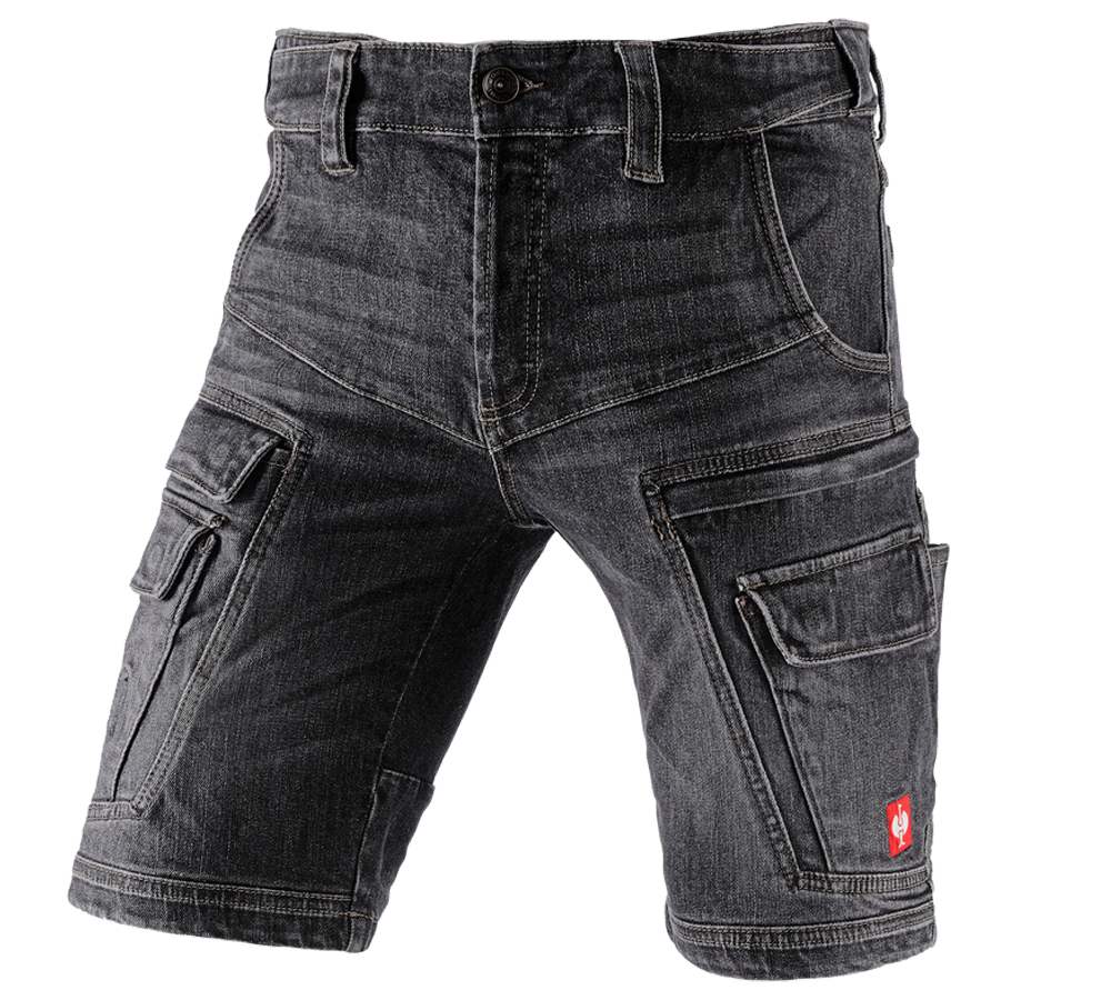 Hosen: e.s. Cargo Worker-Jeans-Short POWERdenim + blackwashed