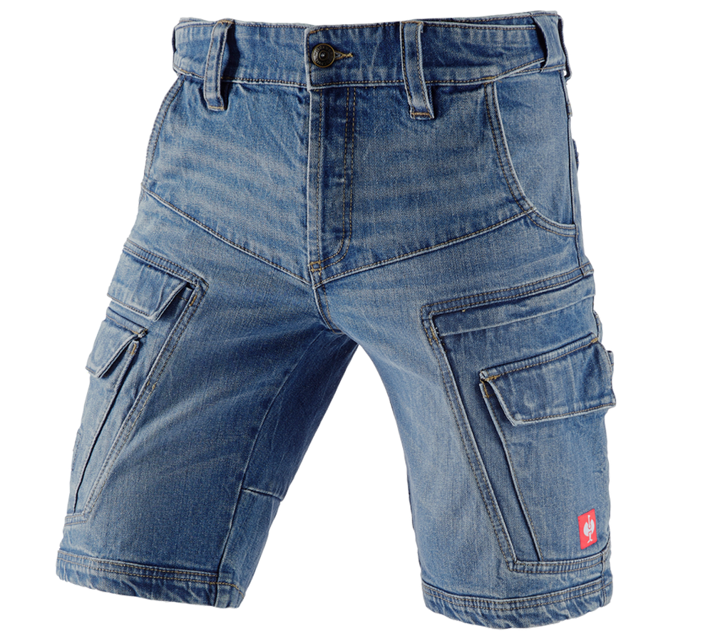 Hosen: e.s. Cargo Worker-Jeans-Short POWERdenim + stonewashed