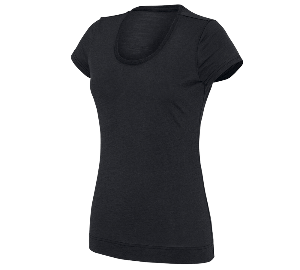 Shirts & Co.: e.s. T-Shirt Merino light, Damen + schwarz