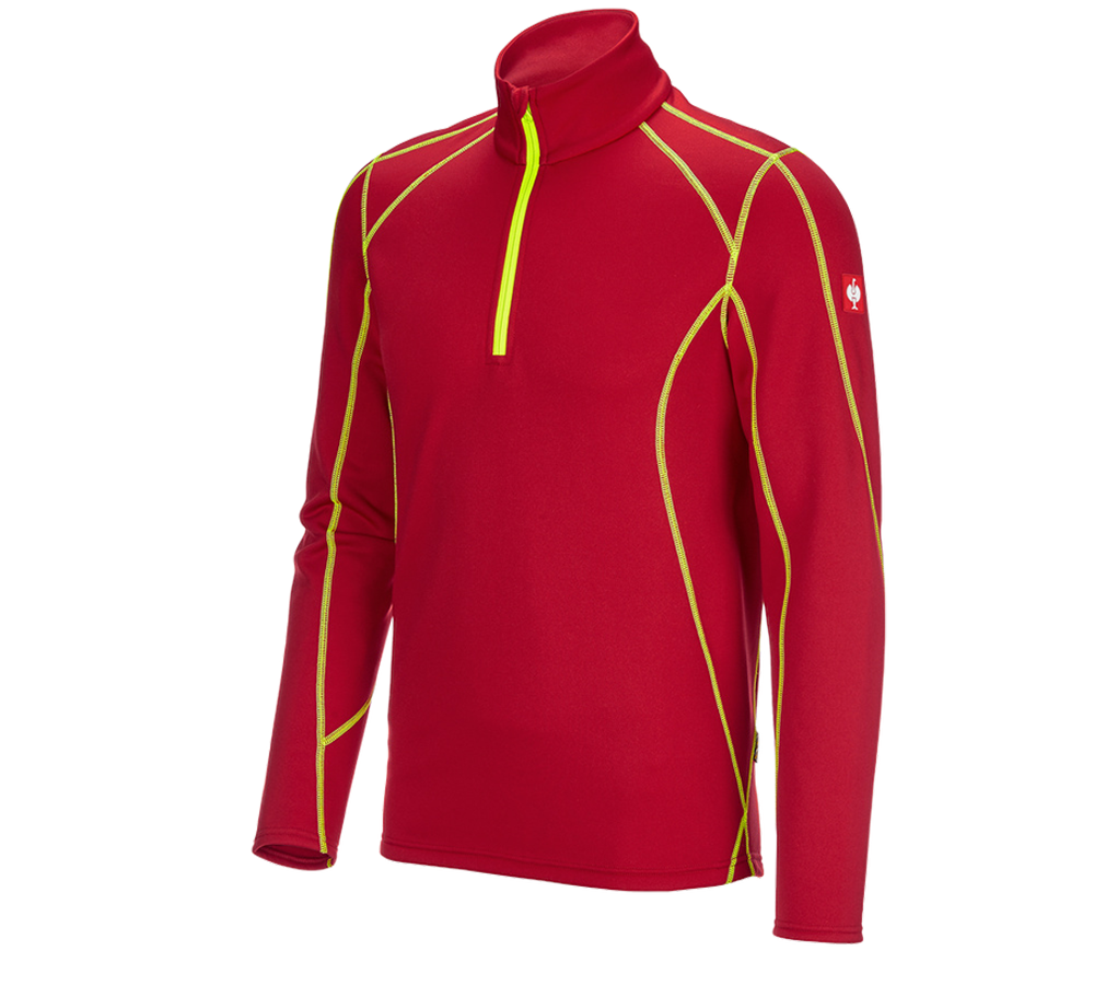 Shirts & Co.: Funkt.-Troyer thermo stretch e.s.motion 2020 + feuerrot/warngelb
