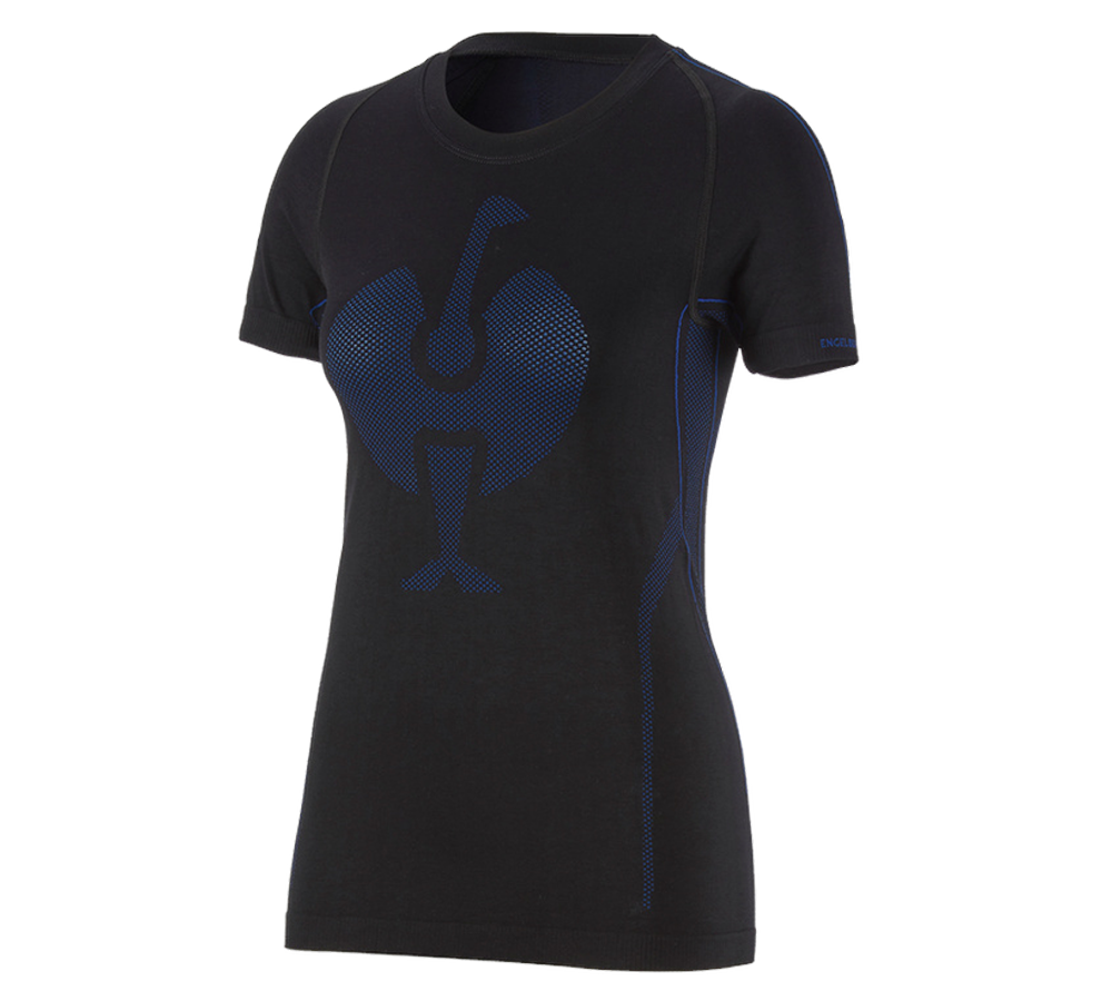 Kälte: e.s. Funktions-T-Shirt seamless - warm, Damen + schwarz/enzianblau