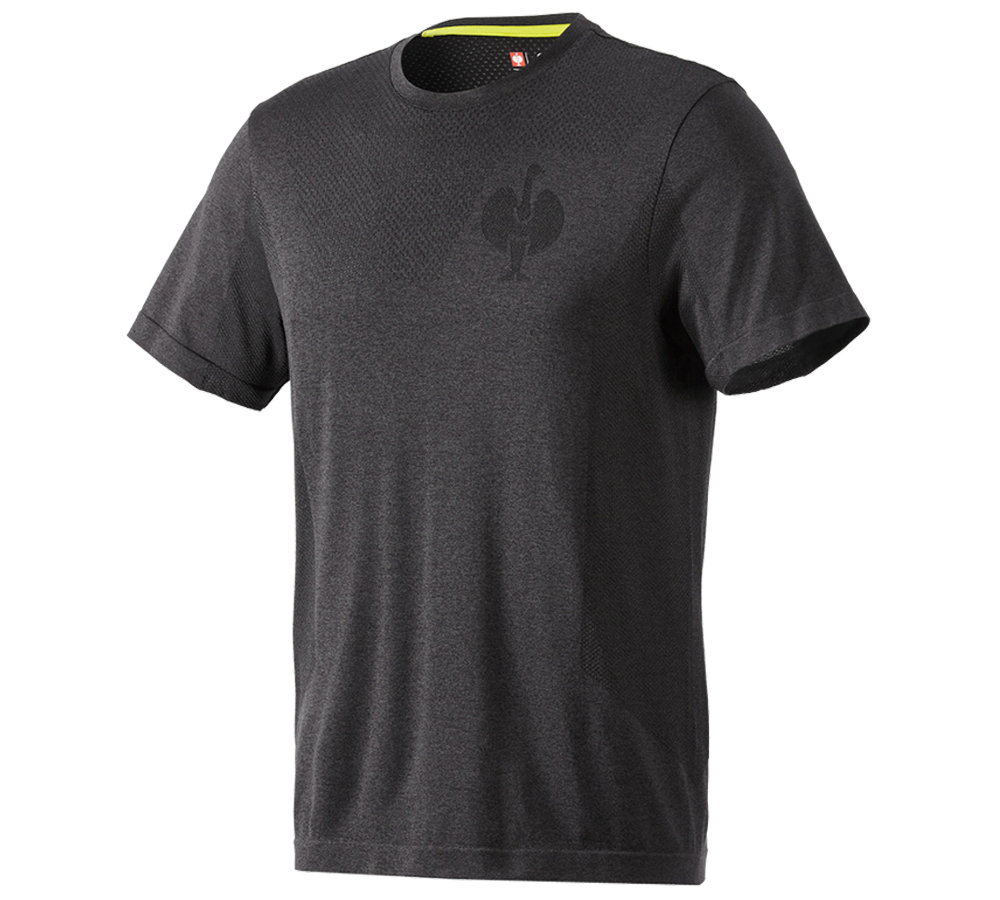 Shirts & Co.: T-Shirt seamless e.s.trail + schwarz melange