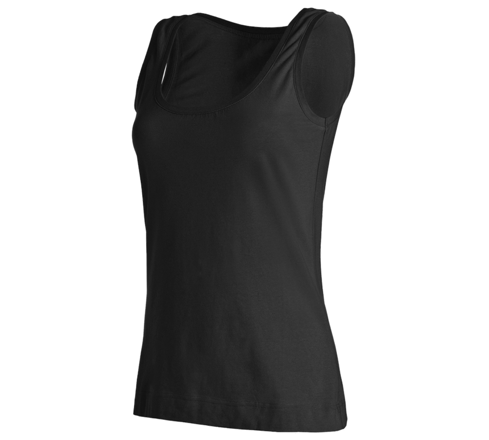 Shirts & Co.: e.s. Tank-Top cotton stretch, Damen + schwarz