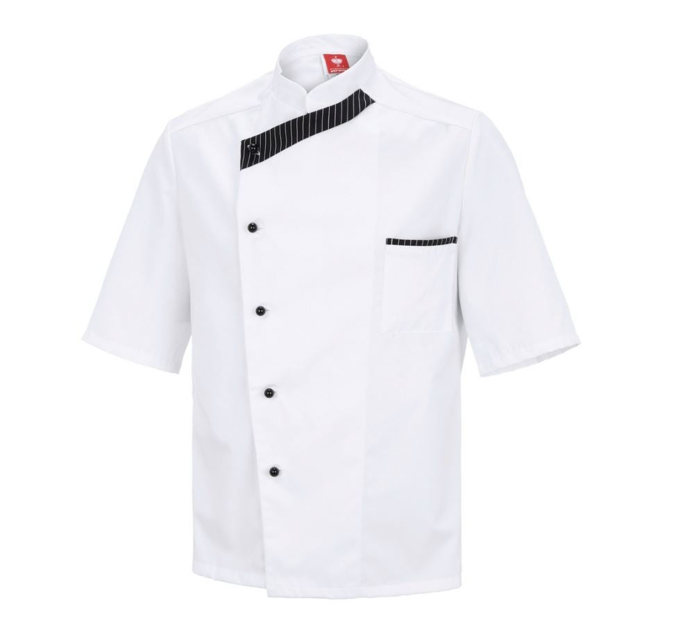 Shirts & Co.: Kochjacke Elegance, halbarm + weiß/schwarz