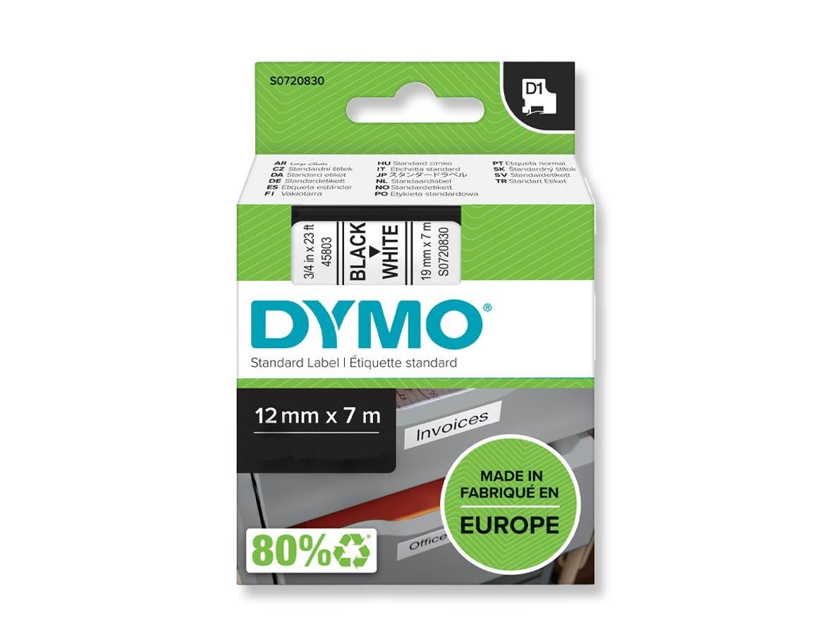 Bürogeräte: DYMO D1 Schriftbänder, 12 mm + weiß/schwarz