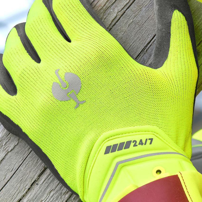 Beschichtet: Hybrid Handschuhe e.s.motion 24/7 + warngelb/anthrazit 2