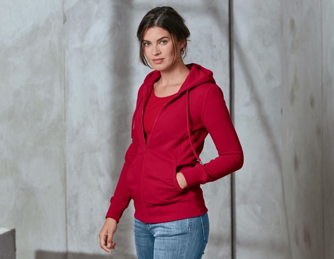 Shirts & Co.: e.s. Hoody-Sweatjacke poly cotton, Damen + feuerrot