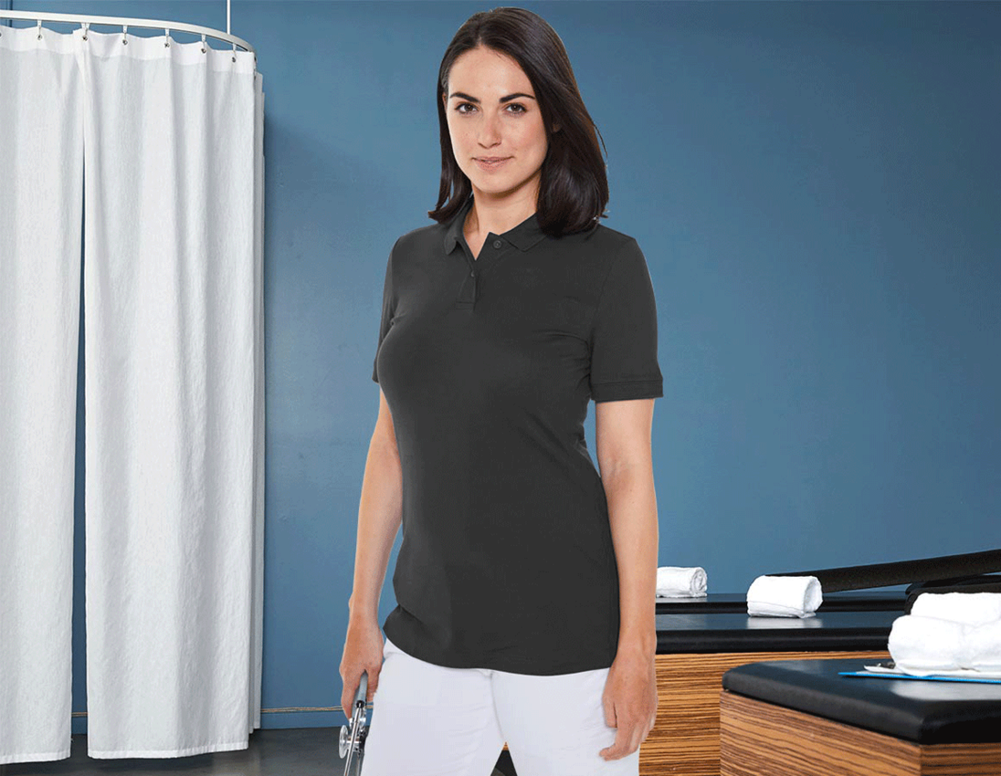 Shirts & Co.: e.s. Piqué-Polo cotton stretch, Damen + anthrazit