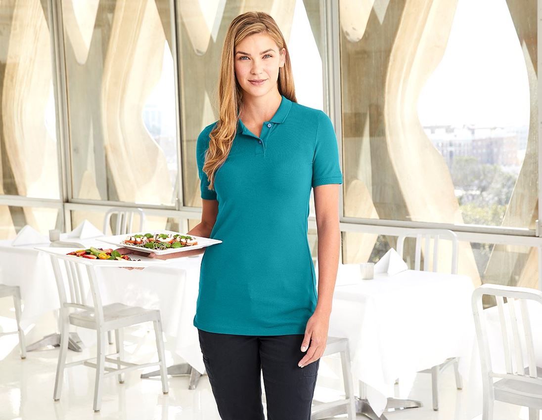 Shirts & Co.: e.s. Piqué-Polo cotton stretch, Damen, long fit + ozean