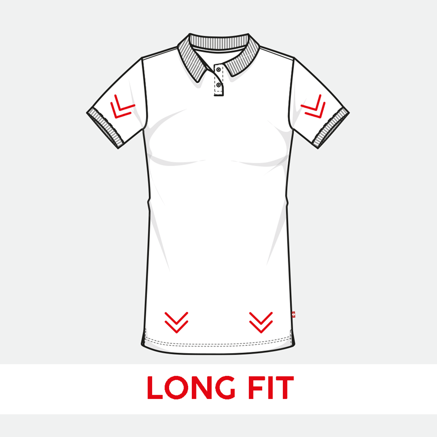 Shirts & Co.: e.s. Piqué-Polo cotton stretch, Damen, long fit + feuerrot 2