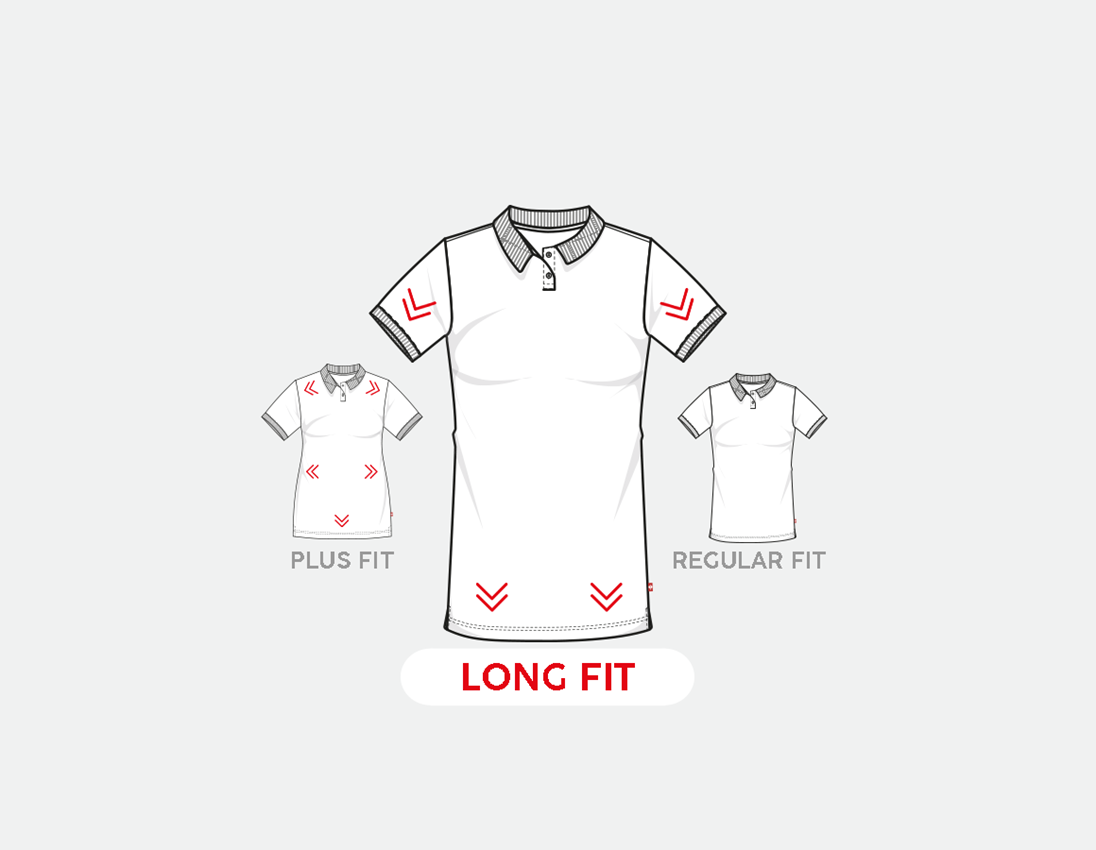Shirts & Co.: e.s. Piqué-Polo cotton stretch, Damen, long fit + anthrazit 1