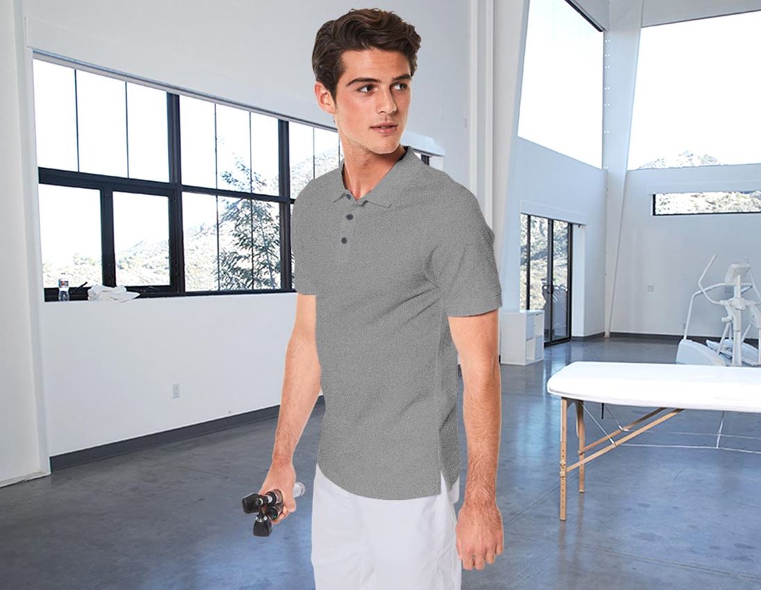 Shirts & Co.: e.s. Piqué-Polo cotton stretch, slim fit + graumeliert