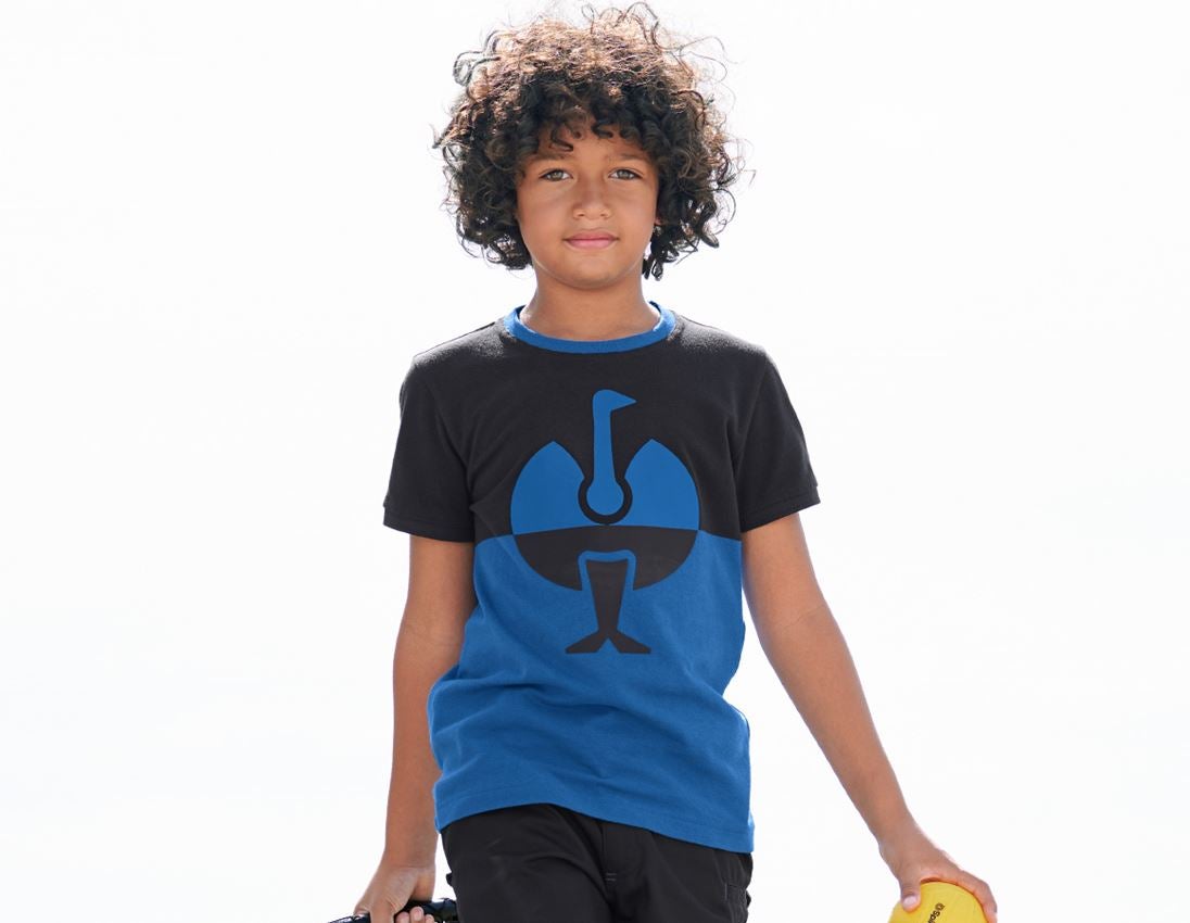 Shirts & Co.: e.s. Piqué-Shirt colourblock, Kinder + graphit/enzianblau