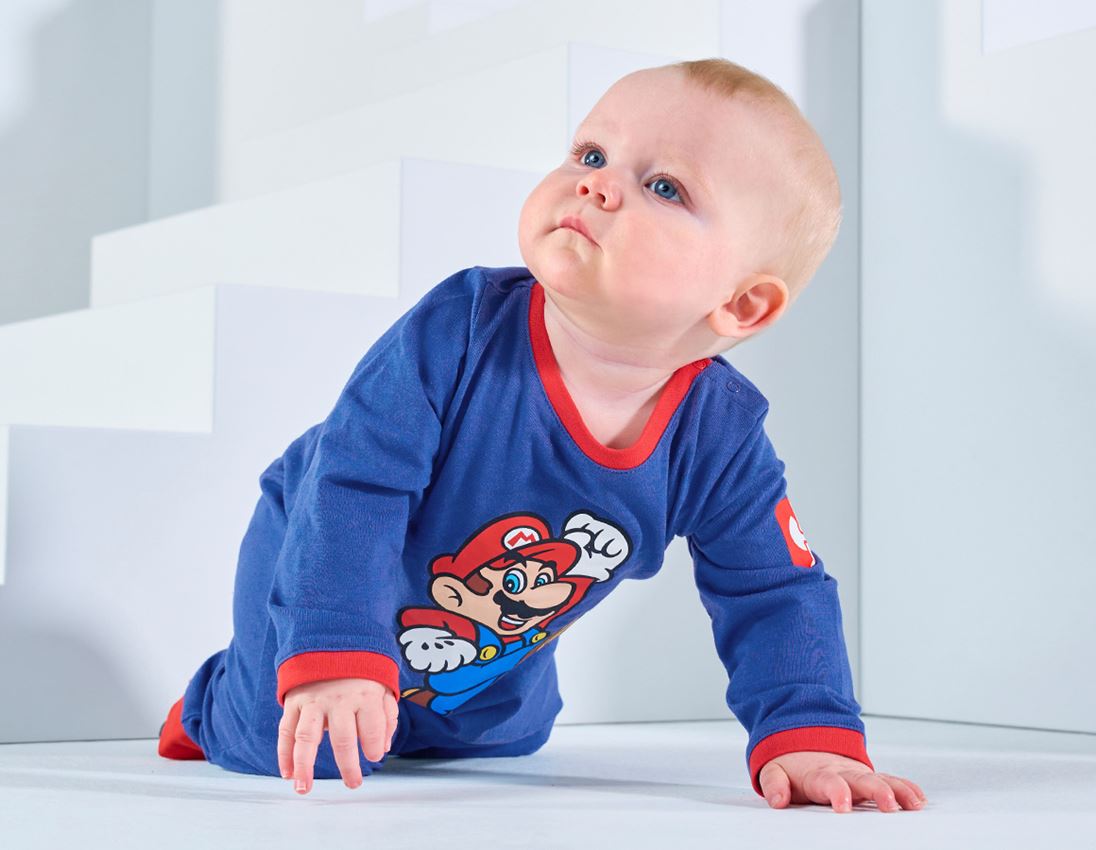 Bekleidung: Super Mario Baby-Body + alkaliblau 1
