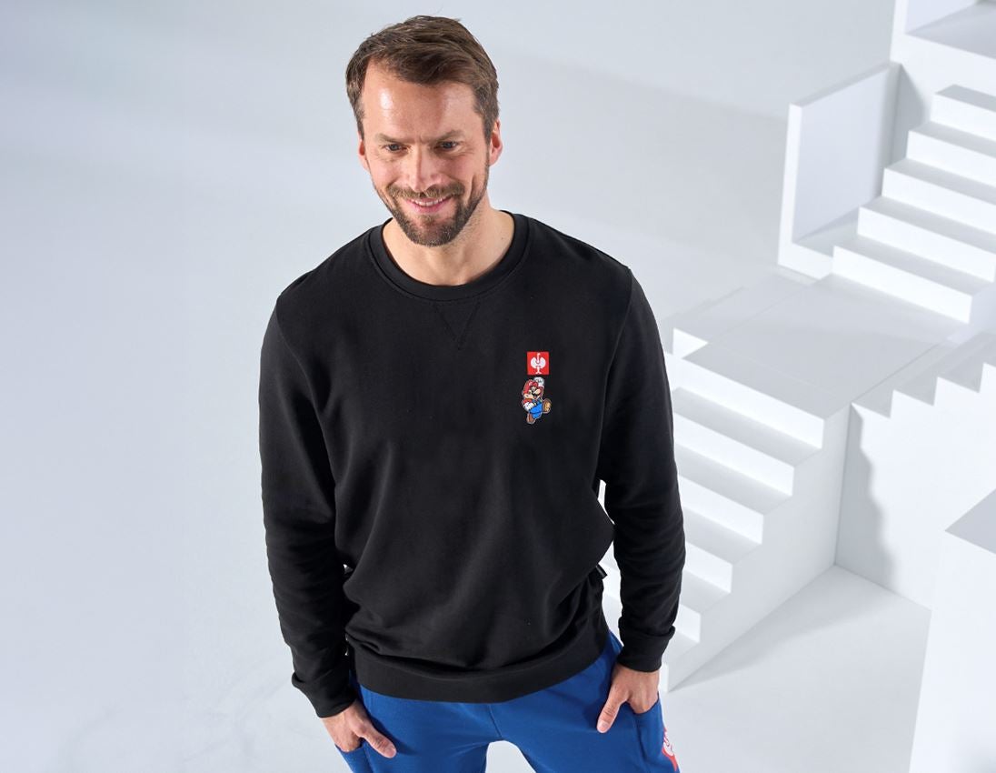 Bekleidung: Super Mario Sweatshirt, Herren + schwarz