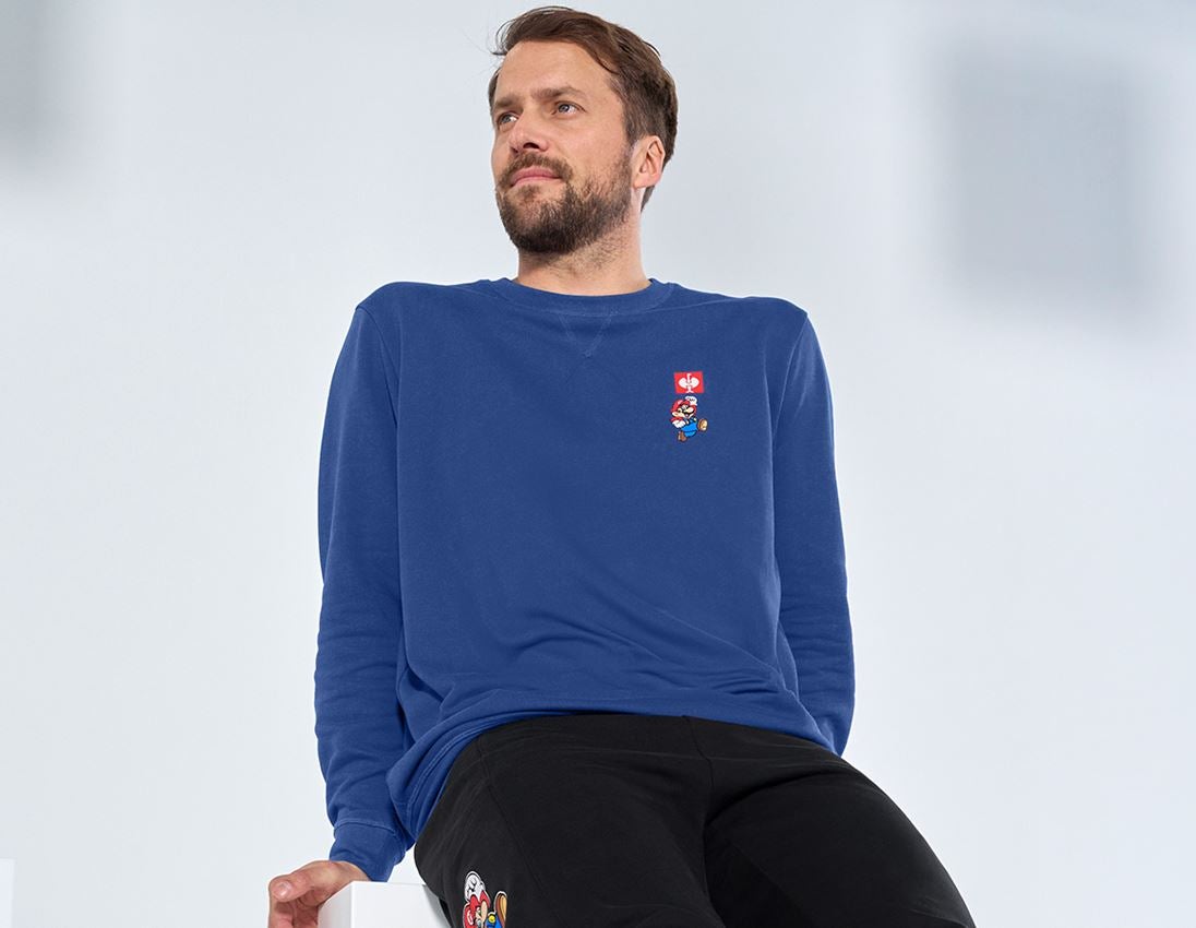 Shirts & Co.: Super Mario Sweatshirt, Herren + alkaliblau