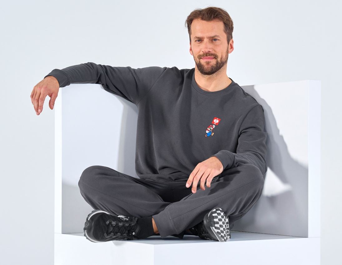 Shirts & Co.: Super Mario Sweatshirt, Herren + anthrazit 1